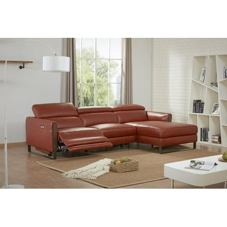 Modern Premium Ochre Leather Motion Sectional Sofa Right Hand Chase J&M Nina