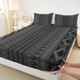 thumbnail image 3 of Feelyou Black Triangle Aztec Queen Sheet Sets, Mid Century Fashion Flat Sheet, Teens Adult Women Men Queen Fitted Sheet, Luxury Bedroom Decor, 4 Pieces, 3 of 7