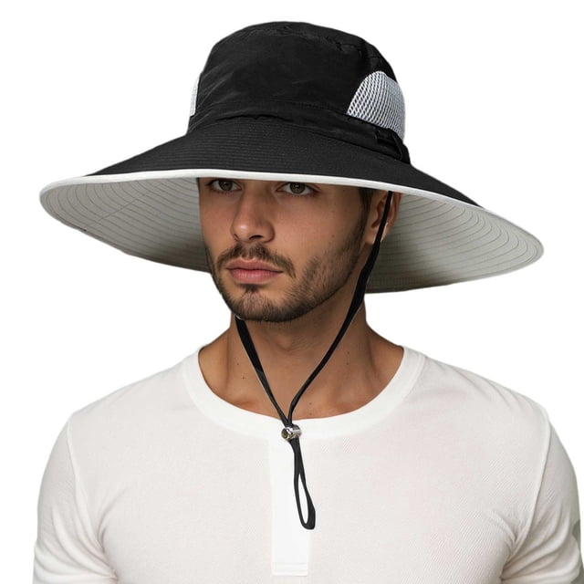 Chapeau Seau Respirant pour Hommes Femmes Été Soleil Extérieur Pêche Randonnée Camping Sports Sangle Réglable Léger Confortable Voyage Plage