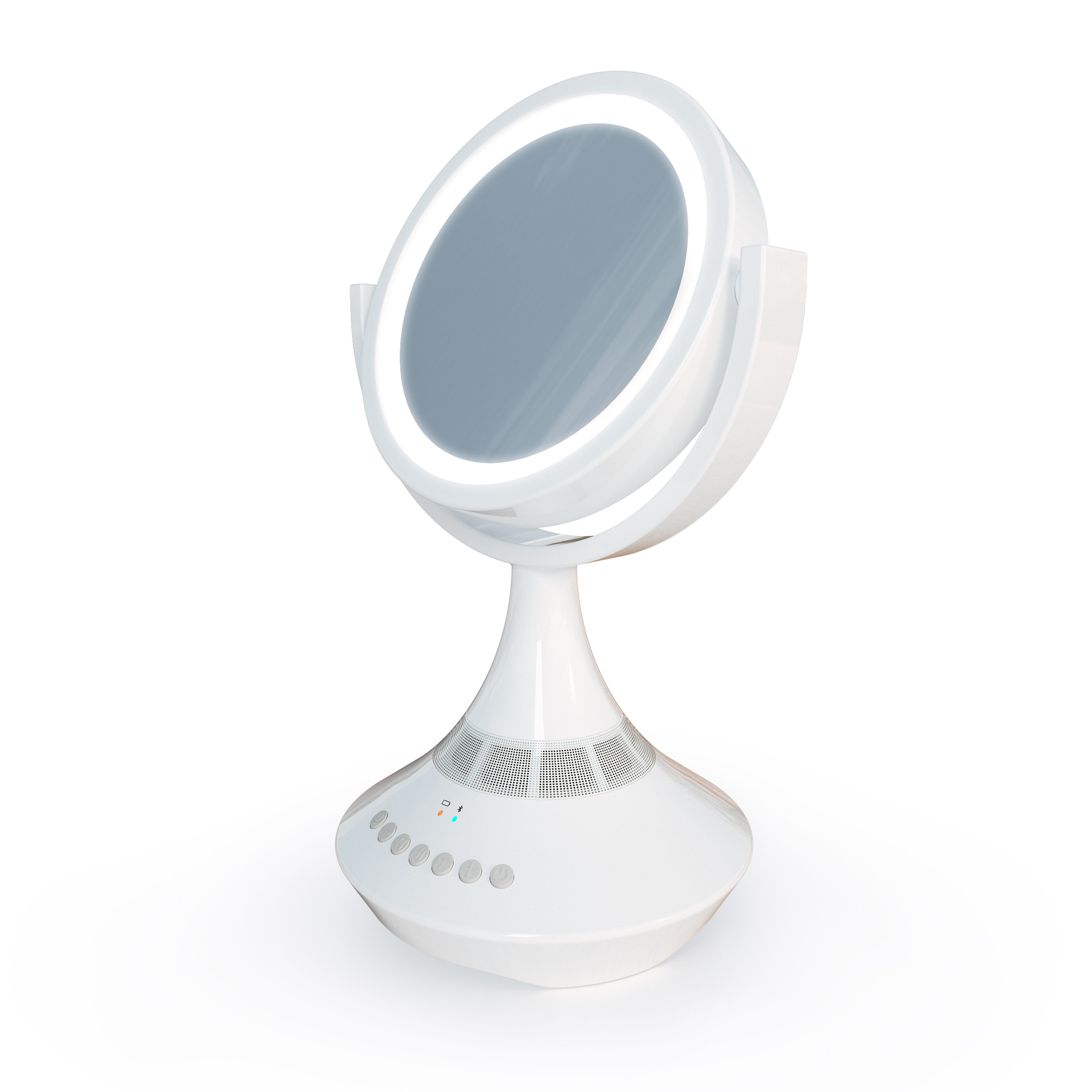 Atomi Bluetooth Double Sided Vanity, Small Cream Vanity Mirror With Lights And Bluetooth Speaker At Same Time