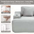 thumbnail image 6 of Trustyue 67" Oversized Chaise Lounge Sofa Bed, Corduroy Boneless Sleeper Sofa with 2 Pillows & 2 Cup Holders, Plush Cloud Couch for Living Room, No Assembly Required (Light Gray), 6 of 11