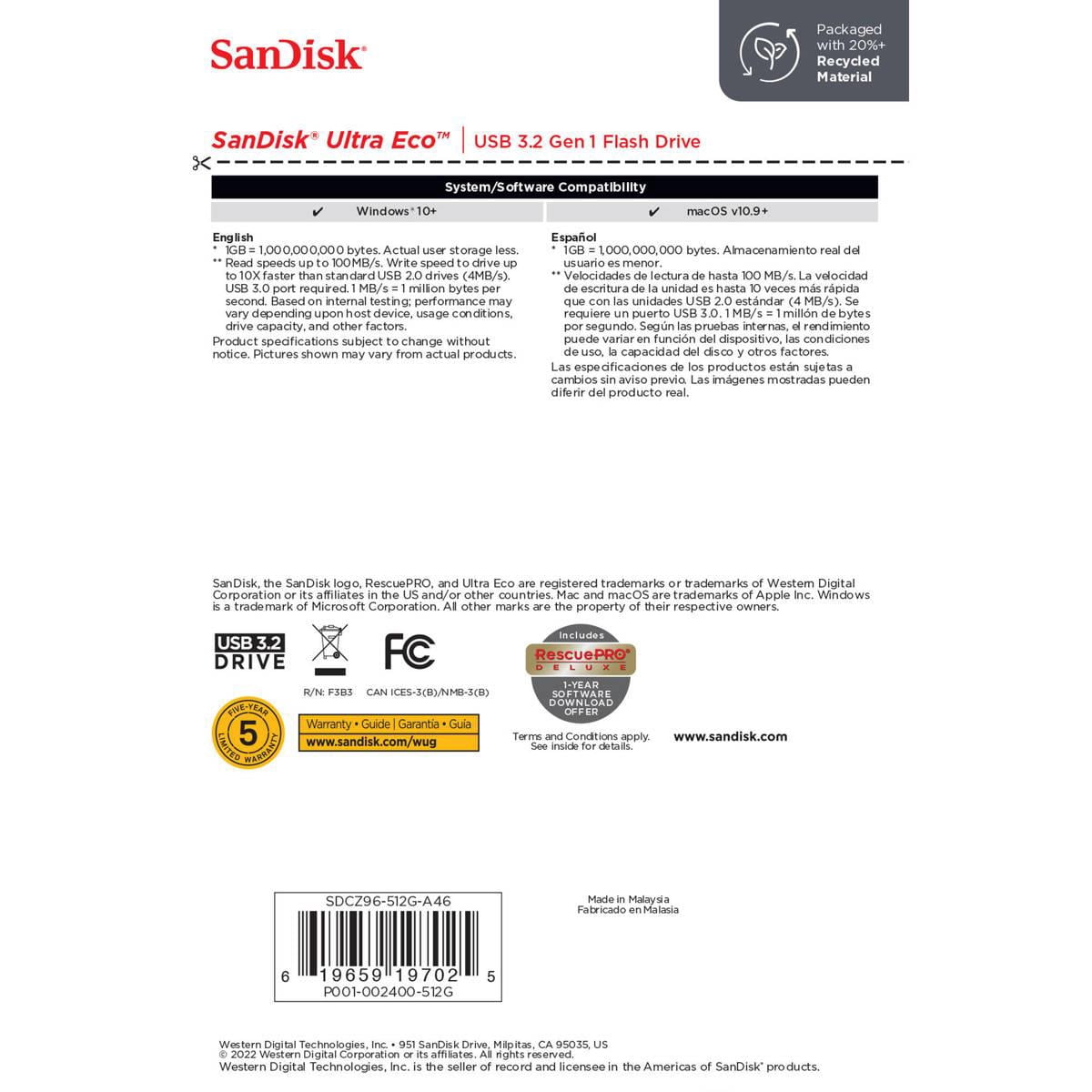 SanDisk Ultra Eco 512GB USB 3.2 Gen 1 Type-A Flash Drive