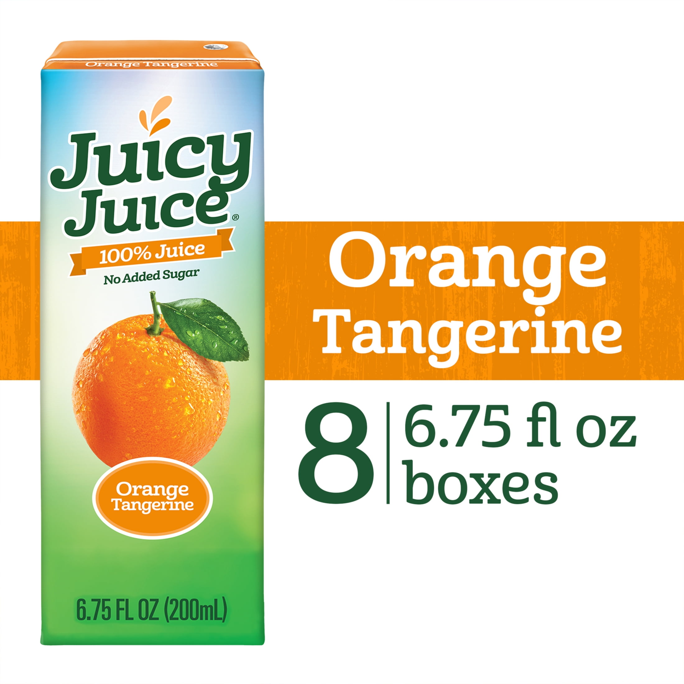 Juicy Juice Orange Tangerine Juice, Orange Juice Drink, 8 Count, 6.75 FL OZ Juice Boxes
