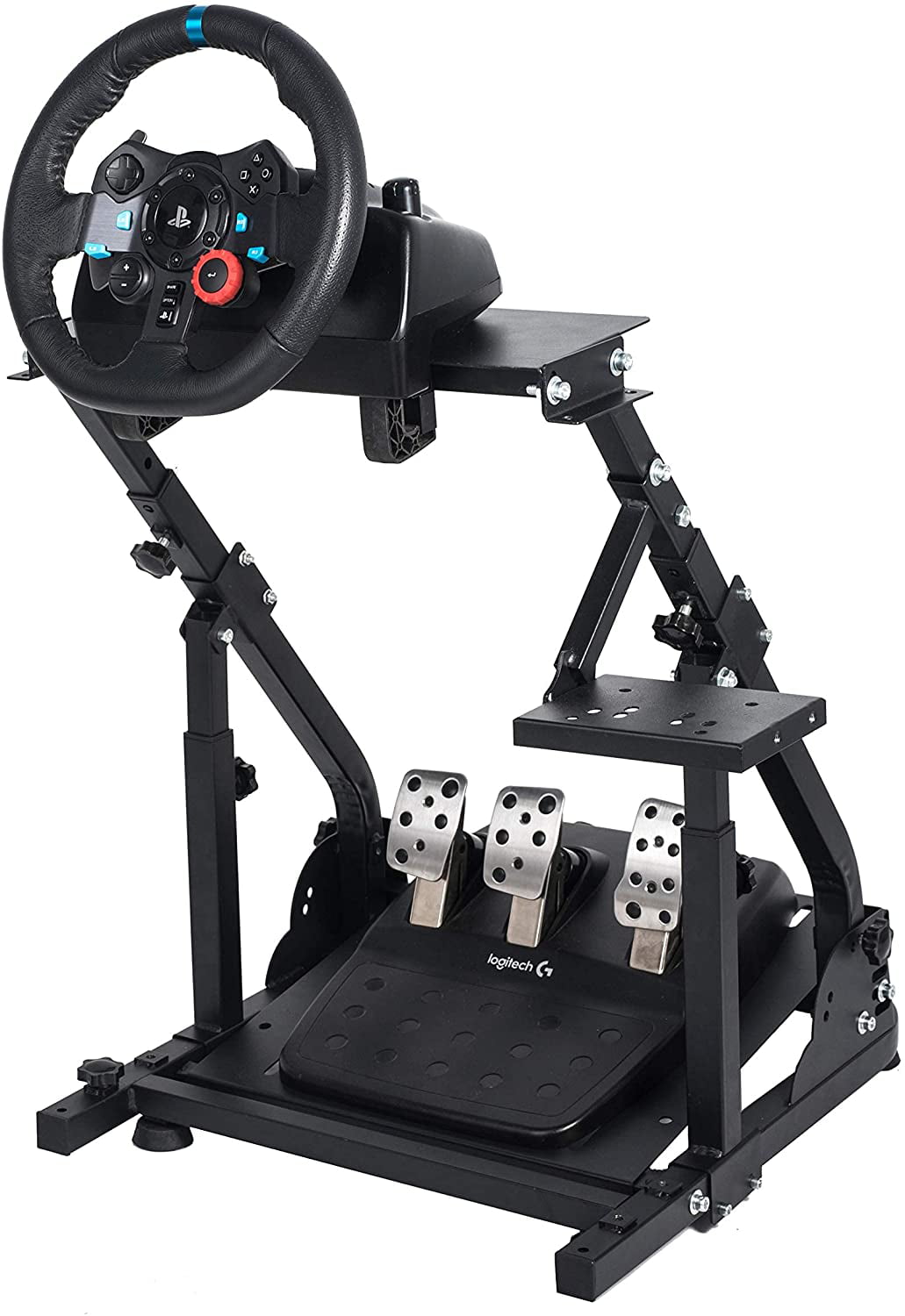 Minneer Upgrade Racing Wheel Stand X-Shape with Seat Fixed Slot Simulation  Driving Cockpit Fit for Logitech G29, G27, G920 Foldable Exclude Wheel and  Pedal 
