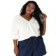 thumbnail image 3 of BluCon Volantes Cuello En V Mangas Fruncidas TalGrande PaMujer Blanco 3XL, 3 of 6