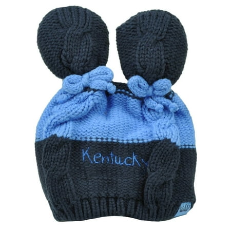 - Kentucky State Infant Striped Knit Beanie Navy Blue Crochet Ear Ball Hat USA
