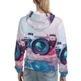 thumbnail image 7 of Fotbe Vintage Camera Splash Art Pattern Womens Long Sleeve Hoodie, Pullover Hooded Sweatshirt, Kangaroo Pocket Hoodie with Eye-catching Drawstrings-Medium, 7 of 7