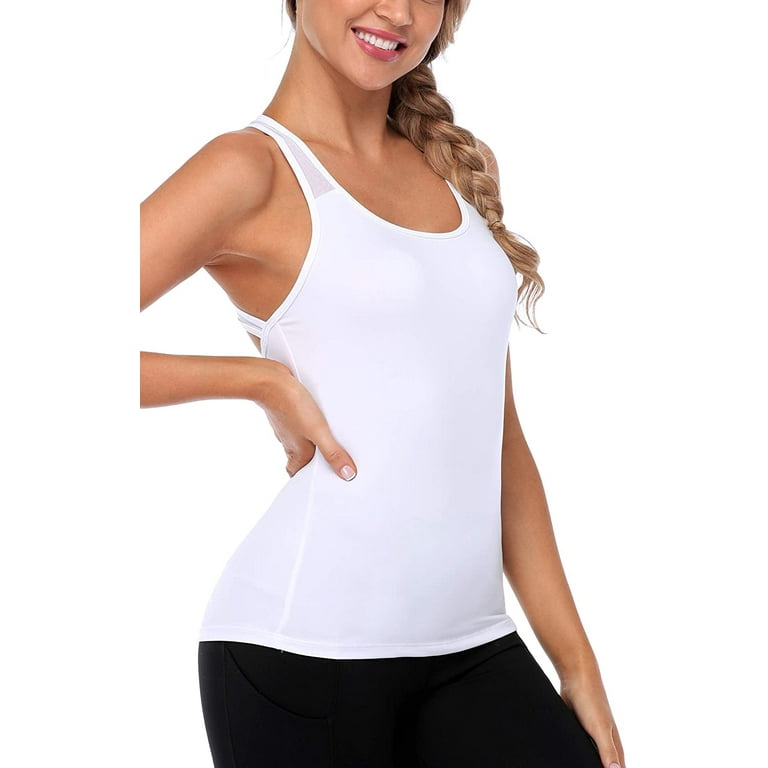 Women's Scoop Neck Yoga Camisole Racer Back Mesh Workout Tank Tops