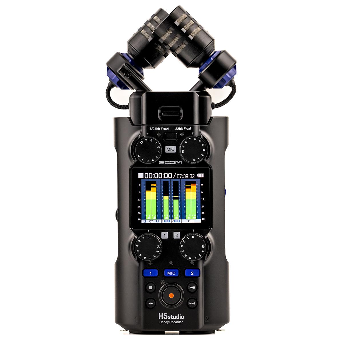 Zoom H5studio 6-Track 32-Bit Float Handy Recorder, Bundle with 3-in-1 Wireless Lavalier Mic, 64GB UHS-I SDXC Memory Card, 4x AA NiMH Batteries, 4-Bay Charger