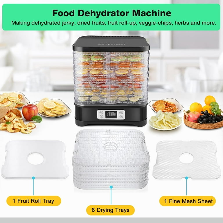 Qhomic Food Dehydrator Machine with Fruit Roll Sheet, 8 Trays