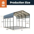 thumbnail image 5 of Erommy 14x20 FT RV Metal Carport, Heavy Duty Car-Shelter with Galvanized Roof and Powder-Coated Frame for RV, 2 Cars and Boat, 5 of 9