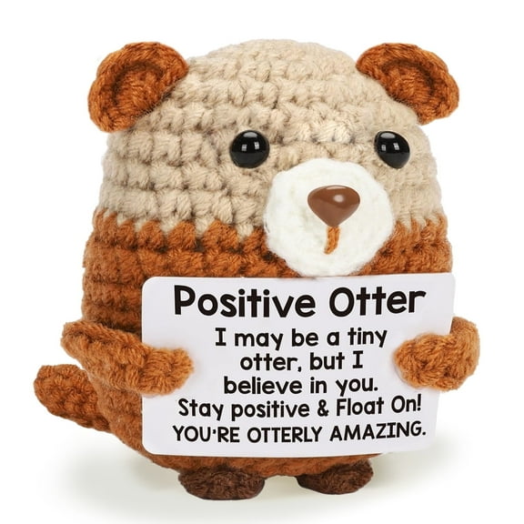 Positive Crochet Animals, Handmade Mini Animals Crochet Mini Cute Desk Decor Birthdays Gifts for Animal Lover, Easter Basket Stuffers Encouragement Inspirational Gifts for Women