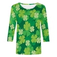 thumbnail image 4 of Luxalzxs St. Patricks Day Shirts for Women Fashion Oversized Shamrock Clover Printed T-Shirt 3/4 Sleeves Round Neck Casual Tops Blouse, 4 of 5