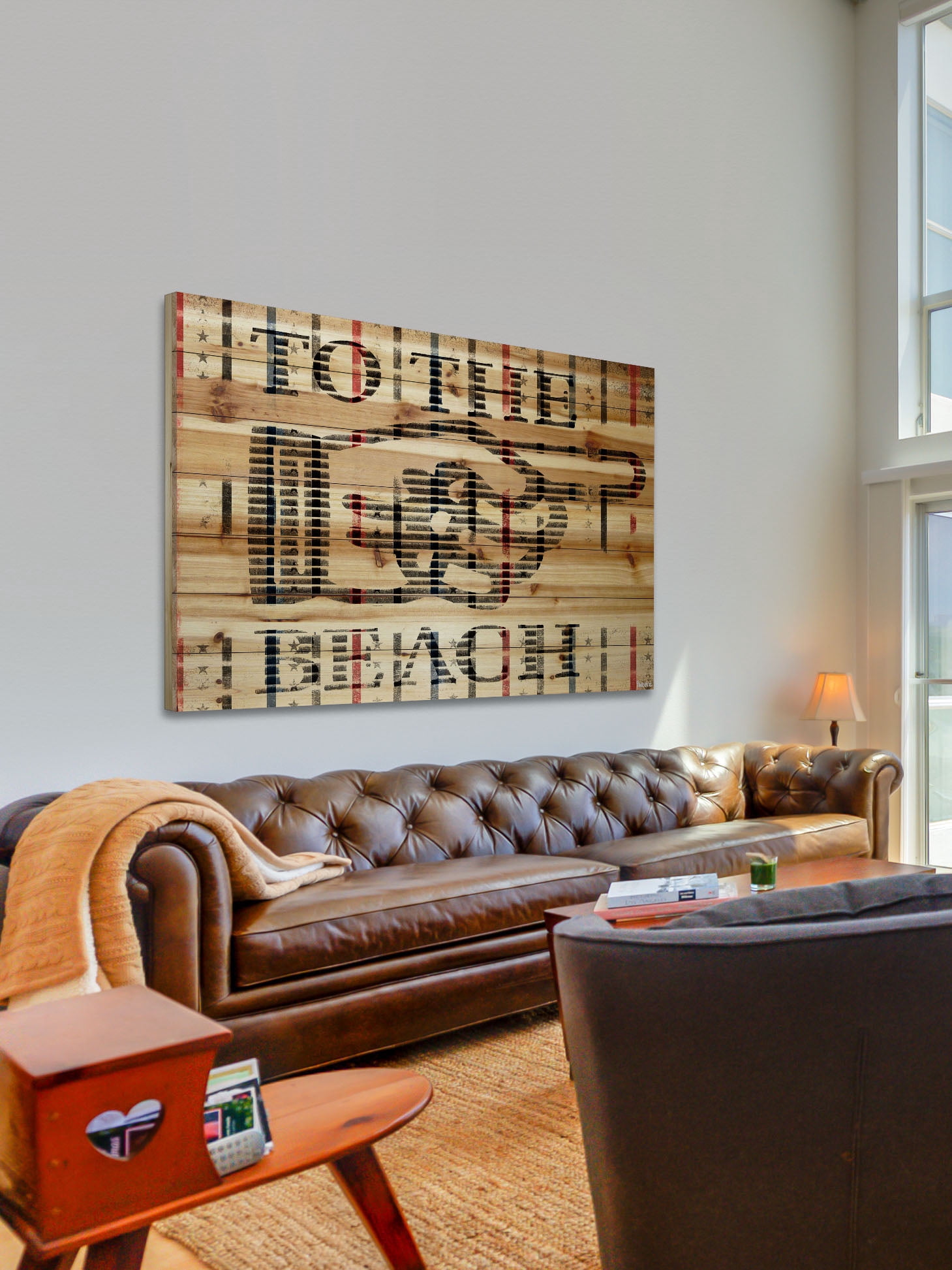 Parvez Michel Inc Parvez Taj - "That Way To The Beach" Print on NAtural Pine Wood
