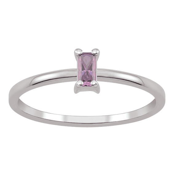 Personalized Sterling Silver Baguette Birthstone Ring by Jewlster