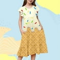 thumbnail image 2 of oqasdz Girls Dresses Ice Cream Print Fly Sleeve Ruffles Casual A Line Dress Kids Child Party Gown Princess Dresse Size 14 Y-15 Y, 2 of 5