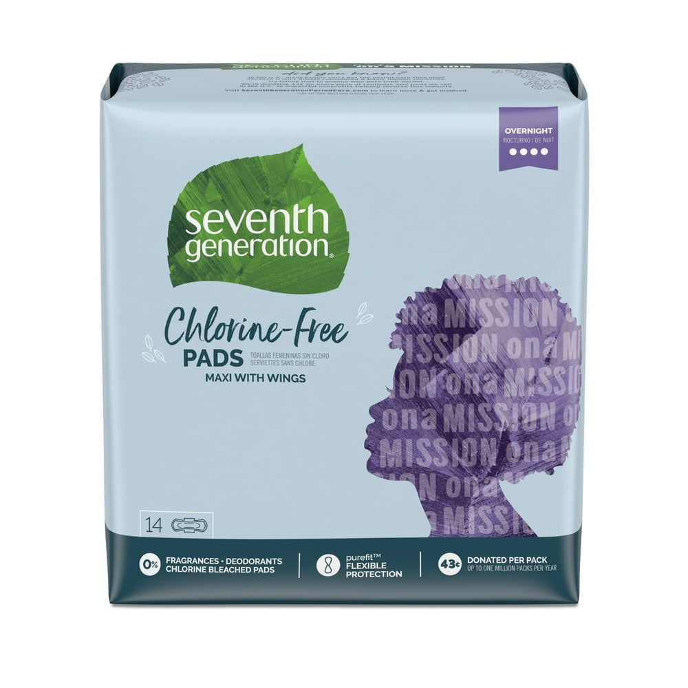Seventh Generation Maxi Pads Overnight Absorbency, 14 count Walmart