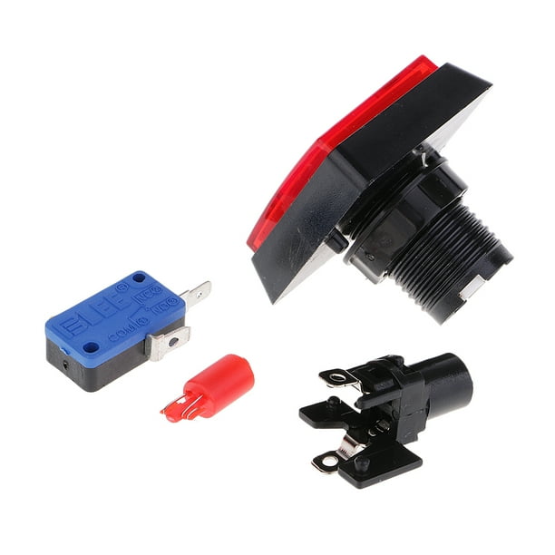 Botón De Juego De La Máquina De Arcade Rectangular Con Lámpara LED Iluminada Roja SM SunniMix Botones de juegos de juegos de arcade
