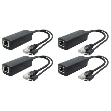 4-Pack 5V Gigabit PoE Splitter, USB Type C, 48V to 5V 2.4A Adaper, IEEE 802.3Af Compliant