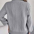 thumbnail image 5 of TFEOQRY Pullover Sweater for Women Hollow Solid Color Casual Button Knitwear Long Sleeved V-Neck Sweater Top Gray, 5 of 8