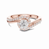 Zuwelria Diamond Promise Ring | Beautiful 0.78 Carat Round Cut Moissanite Diamond Engagement Ring for Ladies | 18K Rose Gold Plated over Silver | D/VVS1 Size 7