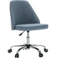 thumbnail image 2 of Spaco Armless Office Chair Computer Chair, Modern Fabric Home Office Desk Chairs with Wheels Adjustable Swivel Task Computer Chair for Small Spaces, Soft Padded, Blue, 2 of 8