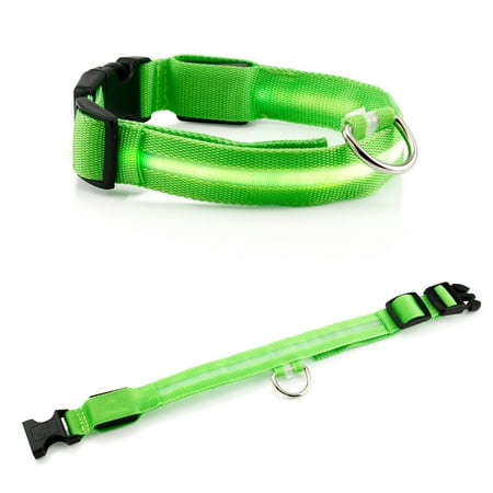 Medium LED Lights COLOR Light Up Pet Dog Night Safety Waterproof Nylon Neck Adjustable Collar