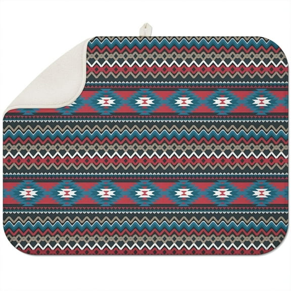 Chic boho dish drying mat 18x24 Inch in modern floral design, microfiber material, washable and highly practical for kitchens