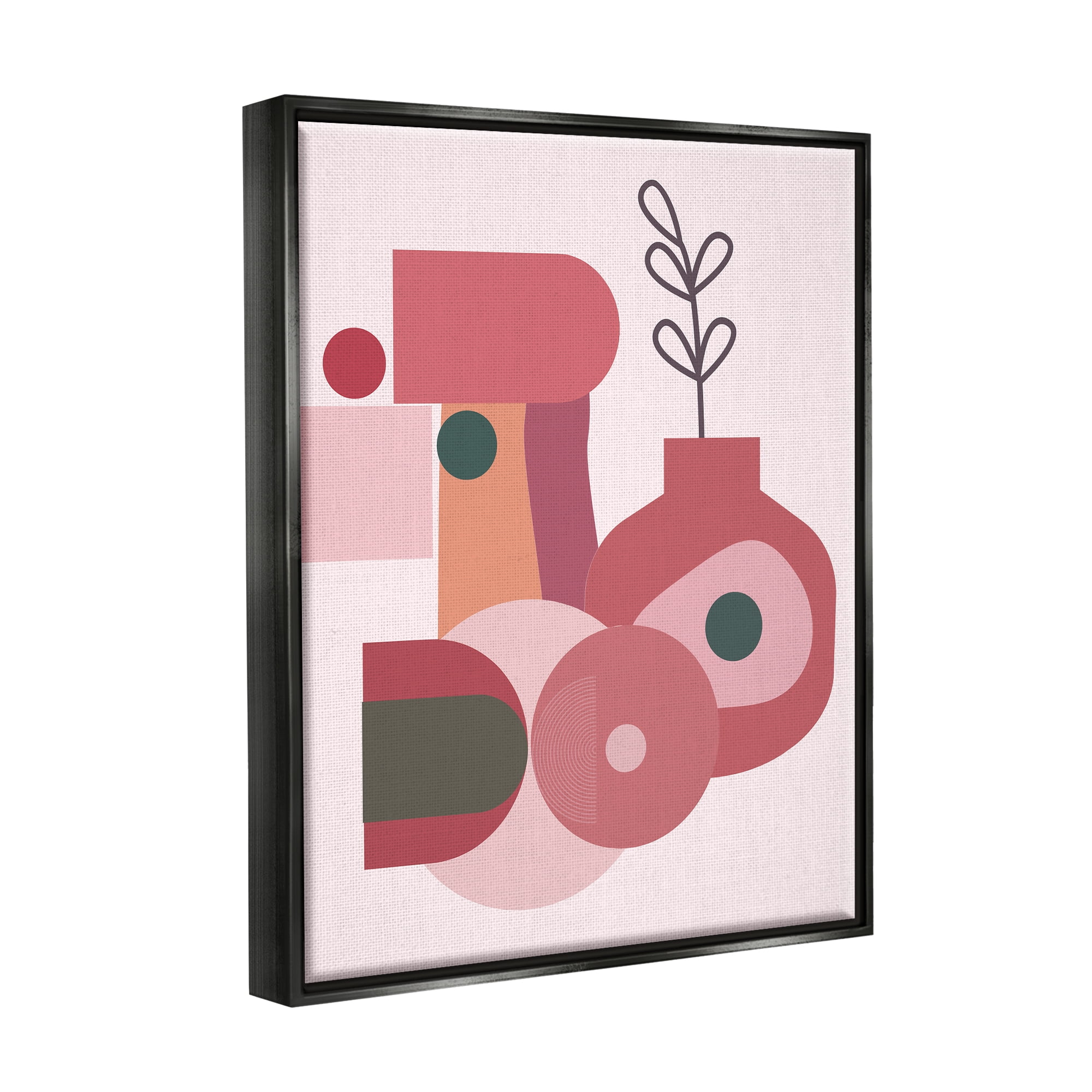 Stupell Industries Pink Abstract Flower Vase Botanical & Floral Painting Black Floater Framed Art Print Wall Art, 25 x 31