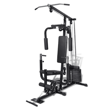 Xtremepowerus Multifunction Home Gym Fitness Station Workout Machine W 90 Lbs Weight Stack Walmart Com