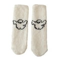 thumbnail image 2 of Wuxian Funny Socks Fuzzy Thick Thermal Cute Funny Printed Coral Velvet Crew Socks Warm Sleeping Stocking Comfy Dailywear,White2,One Size, 2 of 3