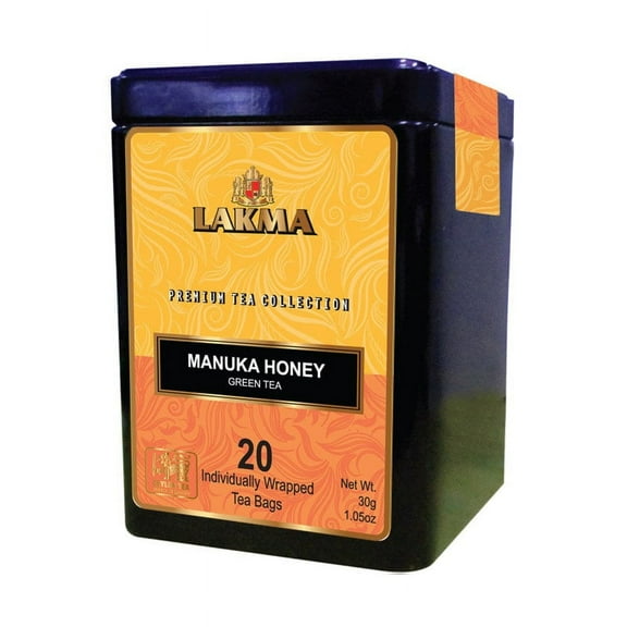 Lakma Green Tea Manuka Honey & Lemon Flavor - 20 Tea Bags Premium Tea in Metal Tin