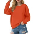 thumbnail image 2 of Basic Sweatshirts for Women 2025 Long Sleeve Crewneck Casual Oversized Plain Sweatshirt Pullover Tops, 2 of 5