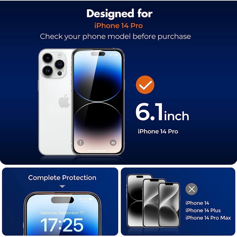 Privacy Screen Protector for iPhone 14 Pro Tempered Glass 2-Pack photo 2