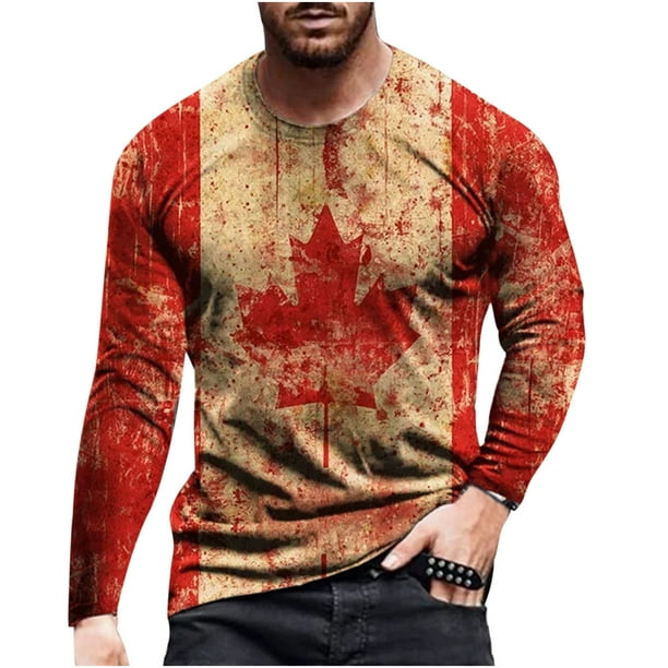 Blusa de manga larga con estampado de cuello redondo para hombre Pompotops oipoqjl7042