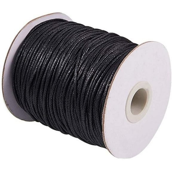 100 Yards Waxed Cord Cotton Waxed Cotton Thread 1.5mm Waxed Beading String Cord for Jewelry Bracelet Making Macrame Crafting DIY Leather - Black for DIY