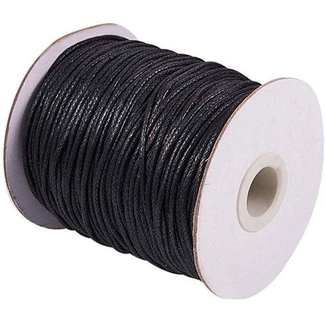 100 yardas de cordón encerado de algodón, hilo de algodón encerado de 1,5 mm, cordón encerado para bisutería, pulseras, macramé, manualidades y bricolaje en cuero - Negro