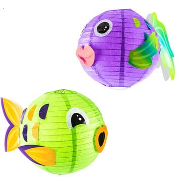 Paper Party Lanterns - Round Fish Paper Lanterns Decoration Luau Tiki Party Supplies