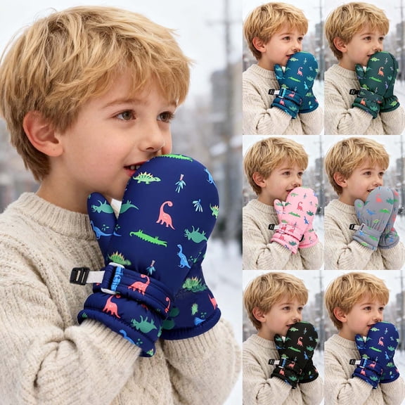 Winter Kids Waterproof Gloves for Boys Girls Snow Ski Toddler Mittens Outdoor for Teens Black 4 Y-10 Y