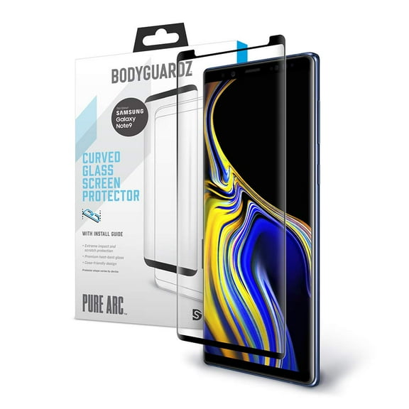BodyGuardz Pure ARC Samsung Note9 Curved Glass Screen Protector - Black