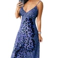 thumbnail image 3 of DYMADE Women Sexy V-neck Sleeveless Sling Leopard Butterfly Print A-line Dress, 3 of 4