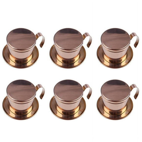 6X Stainless Steel Vietnamese Coffee Filter Single Cup Vietnam Hand Punch Pot Drip Filter Coffee Pot Rose Gold