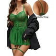 thumbnail image 2 of Avidlove Women Lingerie Sexy Lace Mesh Chemise Nighty with Garter Belt Adjustable Spaghetti Strap Negligee Sleepwear, 2 of 3