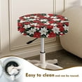 thumbnail image 4 of ZIATUBLE Christmas Holly Bar Stool Covers Round Stool Covers with Elastic Saddle Seat Covers Set of 2 Piece Stretchy Stool Covers Size L Dustproof Seat Cover for Vanity Chair Accessories, 4 of 6