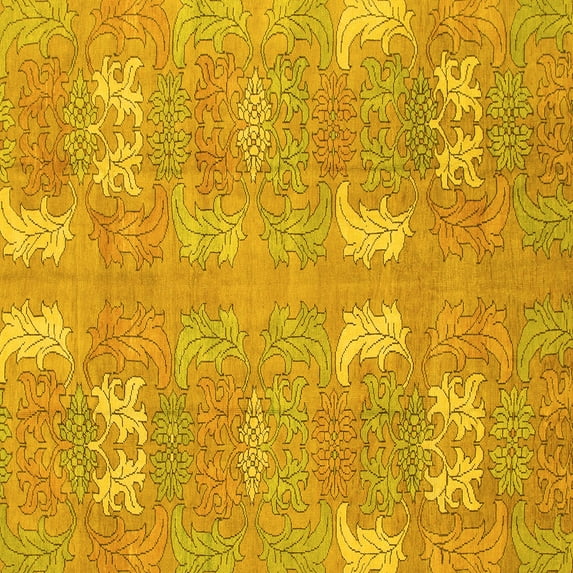 Ahgly Company Indoor Square Abstract Yellow Modern Area Rugs, 6' Square