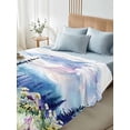 thumbnail image 4 of Forest Mountains King Size Flat Sheet, Wrinkleproof & Fadeproof Cooling Flat Bed Sheet Only, Oil Painting Flower Pine Trees Breathable Soft Bedding Top Sheets 105 x 98 Inches, 4 of 8