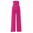 thumbnail image 5 of BUWTTER Women's Casual Pants High Waist Wide Leg Long Trousers with Pockets Elastic Waist Solid Color Loose Fit Casual Slacks for Women Red L, 5 of 5