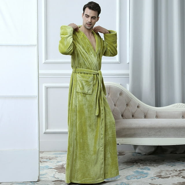 Mens Luxury Robe Hooded Big and Tall - Long Plush Fleece Bath Robe with Hood and Pockets- Gift Men and Teens