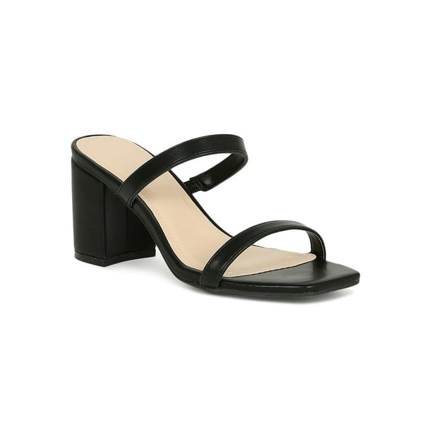 open toe chunky heeled mules