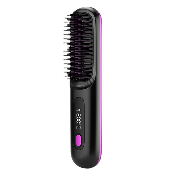 Cordless Hair Straightener Brush with 3 Setting LED Temperature Display Electric Negative Ions Ceramic Hot Comb 360 DegreeAnti-Scald